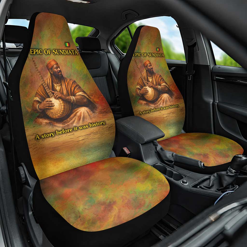 Sundiata Keita Car Seat Cover Griot Storytelling Scene, Epic of Sundiata Text and Heritage-Inspired Earth Tone - African Pride
