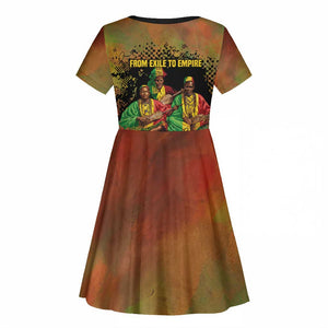 Sundiata Keita Kid Short Sleeve Dress Griot Storytelling Scene, Epic of Sundiata Text and Heritage-Inspired Earth Tone - African Pride