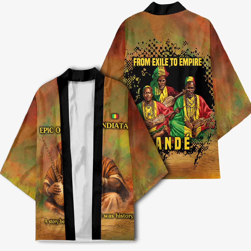 Sundiata Keita Kimono Griot Storytelling Scene, Epic of Sundiata Text and Heritage-Inspired Earth Tone - African Pride