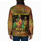 Sundiata Keita Padded Jacket Griot Storytelling Scene, Epic of Sundiata Text and Heritage-Inspired Earth Tone - African Pride