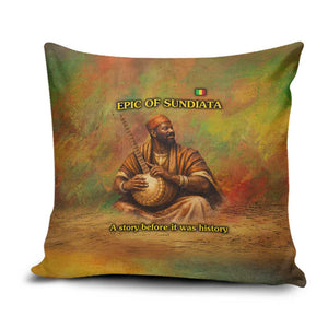 Sundiata Keita Pillow Cover Griot Storytelling Scene, Epic of Sundiata Text and Heritage-Inspired Earth Tone - African Pride