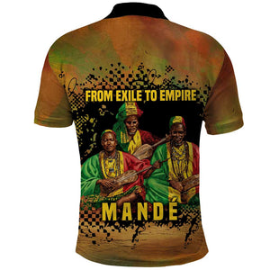 Sundiata Keita Polo Shirt Griot Storytelling Scene, Epic of Sundiata Text and Heritage-Inspired Earth Tone - African Pride