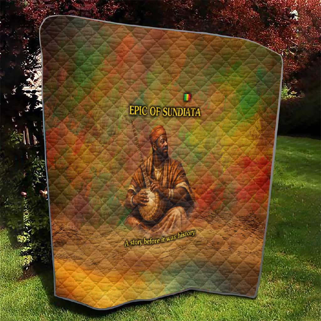 Sundiata Keita Quilt Griot Storytelling Scene, Epic of Sundiata Text and Heritage-Inspired Earth Tone - African Pride