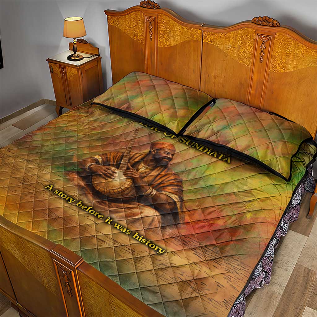 Sundiata Keita Quilt Bed Set Griot Storytelling Scene, Epic of Sundiata Text and Heritage-Inspired Earth Tone - African Pride