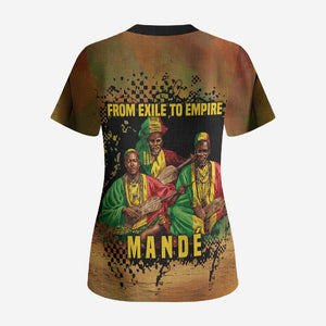 Sundiata Keita Scrub Top Griot Storytelling Scene, Epic of Sundiata Text and Heritage-Inspired Earth Tone - African Pride