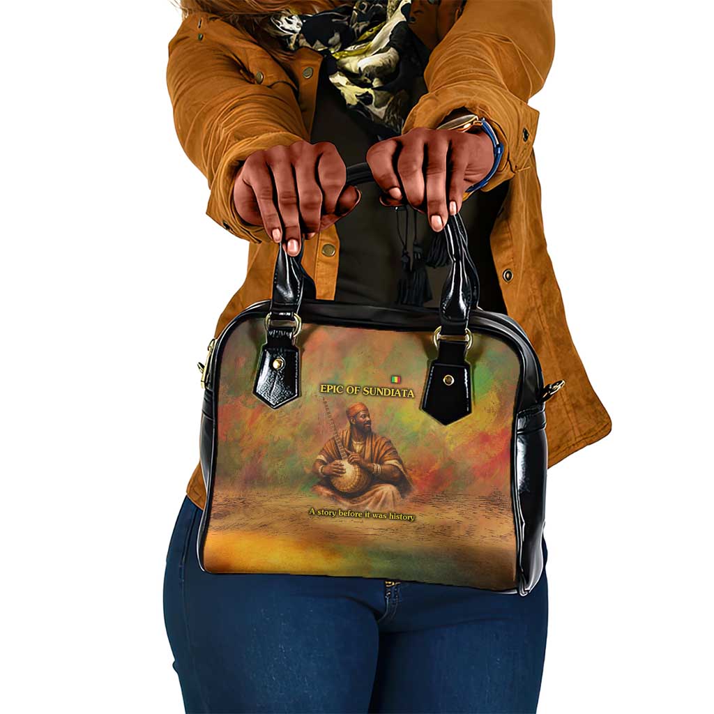 Sundiata Keita Shoulder Handbag Griot Storytelling Scene, Epic of Sundiata Text and Heritage-Inspired Earth Tone - African Pride