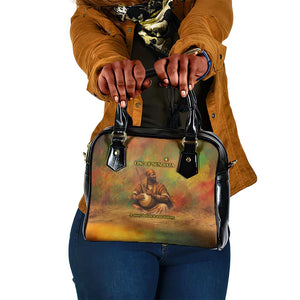 Sundiata Keita Shoulder Handbag Griot Storytelling Scene, Epic of Sundiata Text and Heritage-Inspired Earth Tone - African Pride