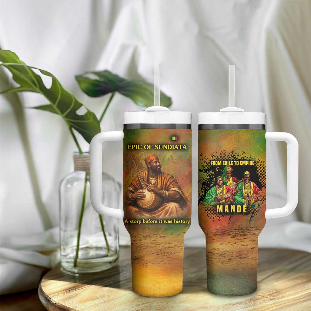 Sundiata Keita Tumbler With Handle Griot Storytelling Scene, Epic of Sundiata Text and Heritage-Inspired Earth Tone - African Pride