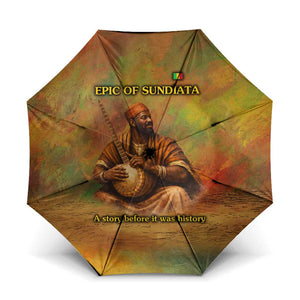 Sundiata Keita Umbrella Griot Storytelling Scene, Epic of Sundiata Text and Heritage-Inspired Earth Tone - African Pride
