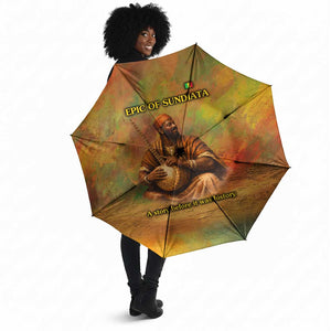 Sundiata Keita Umbrella Griot Storytelling Scene, Epic of Sundiata Text and Heritage-Inspired Earth Tone - African Pride