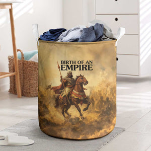 Sundiata Keita Laundry Basket with Kirina 1235 Battle Map, Horseback Warrior and Birth of an Empire Design - African Pride
