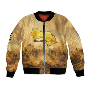 Sundiata Keita Bomber Jacket with Kirina 1235 Battle Map, Horseback Warrior and Birth of an Empire Design - African Pride