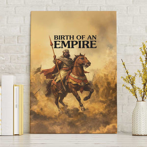 Sundiata Keita Canvas Wall Art with Kirina 1235 Battle Map, Horseback Warrior and Birth of an Empire Design - African Pride