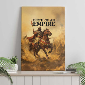 Sundiata Keita Canvas Wall Art with Kirina 1235 Battle Map, Horseback Warrior and Birth of an Empire Design - African Pride