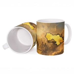 Sundiata Keita Ceramic Mug with Kirina 1235 Battle Map, Horseback Warrior and Birth of an Empire Design - African Pride