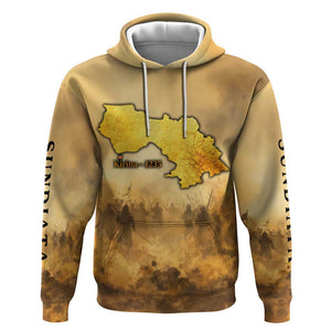 Sundiata Keita Hoodie with Kirina 1235 Battle Map, Horseback Warrior and Birth of an Empire Design - African Pride