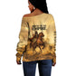 Sundiata Keita Off Shoulder Sweater with Kirina 1235 Battle Map, Horseback Warrior and Birth of an Empire Design - African Pride