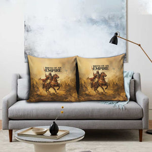 Sundiata Keita Pillow Cover with Kirina 1235 Battle Map, Horseback Warrior and Birth of an Empire Design - African Pride