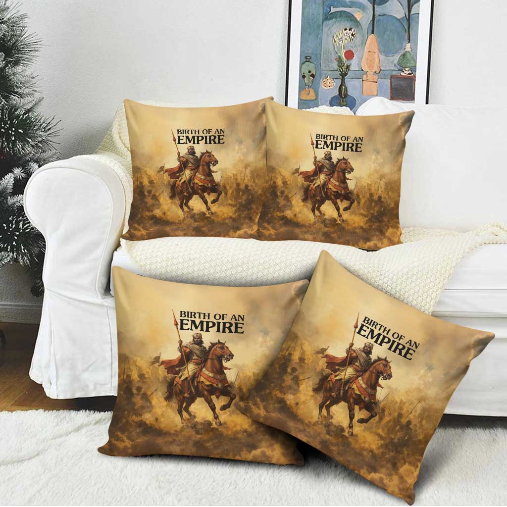 Sundiata Keita Pillow Cover with Kirina 1235 Battle Map, Horseback Warrior and Birth of an Empire Design - African Pride