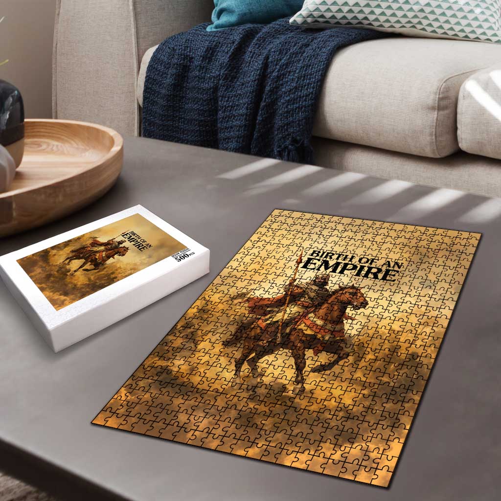 Sundiata Keita Puzzle with Kirina 1235 Battle Map, Horseback Warrior and Birth of an Empire Design - African Pride