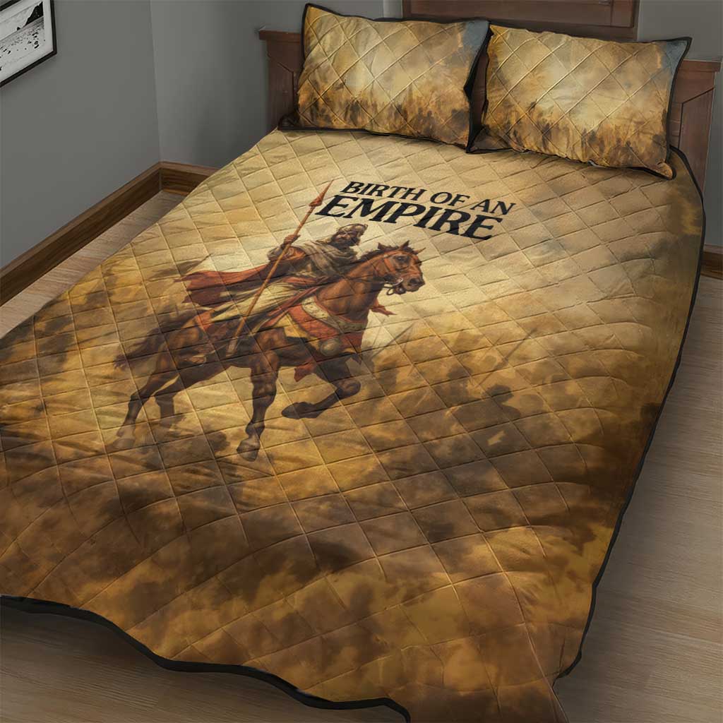 Sundiata Keita Quilt Bed Set with Kirina 1235 Battle Map, Horseback Warrior and Birth of an Empire Design - African Pride