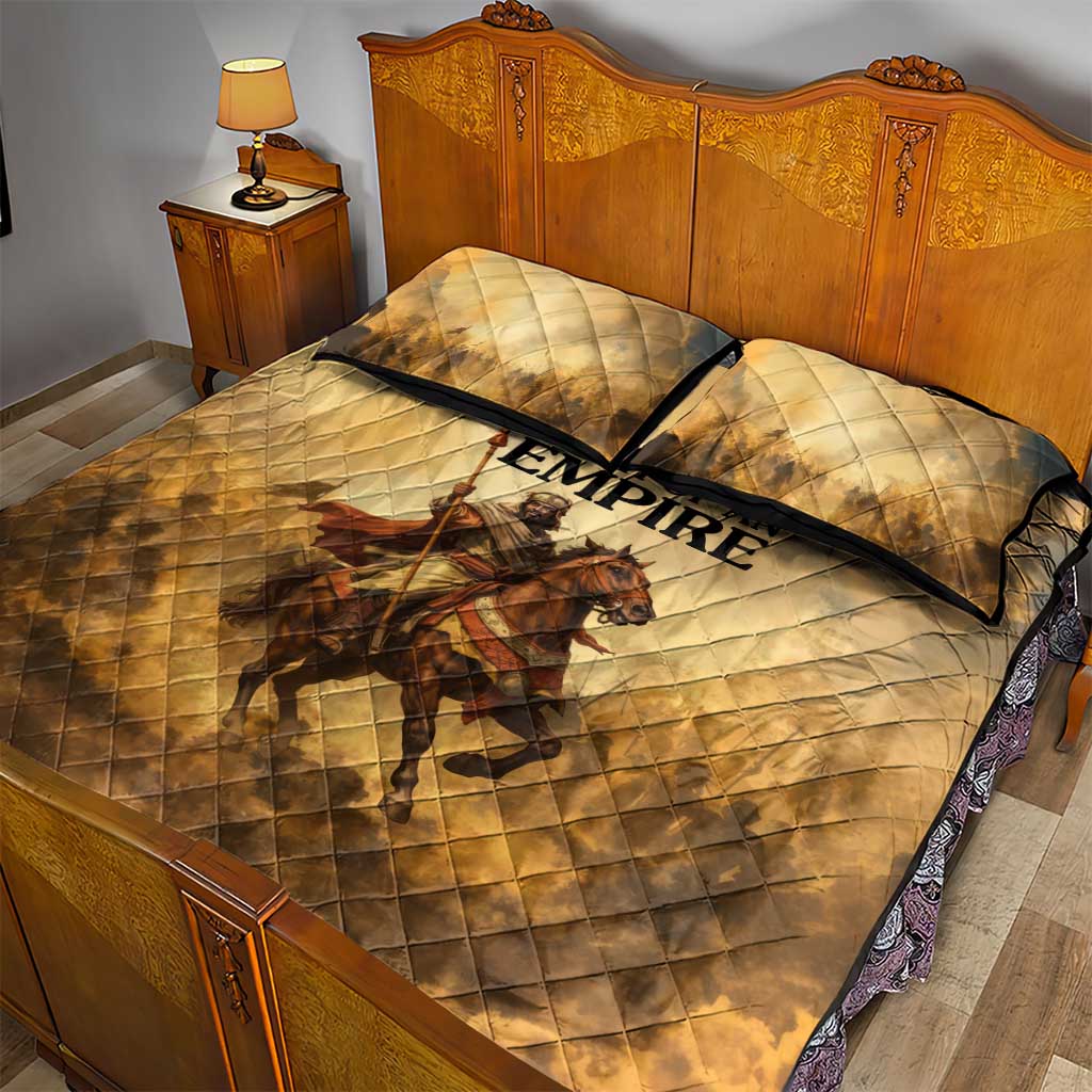 Sundiata Keita Quilt Bed Set with Kirina 1235 Battle Map, Horseback Warrior and Birth of an Empire Design - African Pride