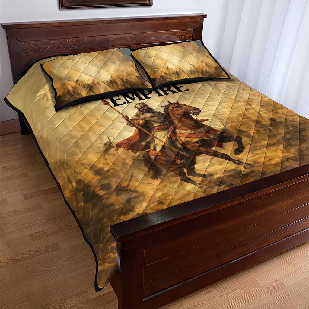 Sundiata Keita Quilt Bed Set with Kirina 1235 Battle Map, Horseback Warrior and Birth of an Empire Design - African Pride