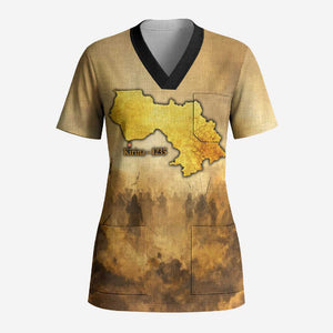 Sundiata Keita Scrub Top with Kirina 1235 Battle Map, Horseback Warrior and Birth of an Empire Design - African Pride