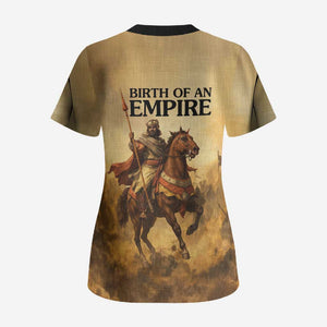 Sundiata Keita Scrub Top with Kirina 1235 Battle Map, Horseback Warrior and Birth of an Empire Design - African Pride