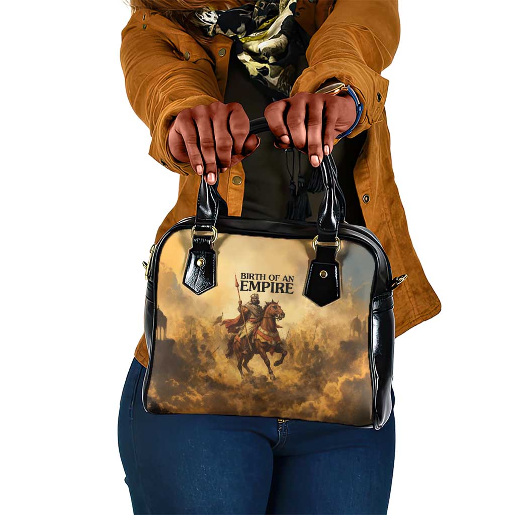 Sundiata Keita Shoulder Handbag with Kirina 1235 Battle Map, Horseback Warrior and Birth of an Empire Design - African Pride