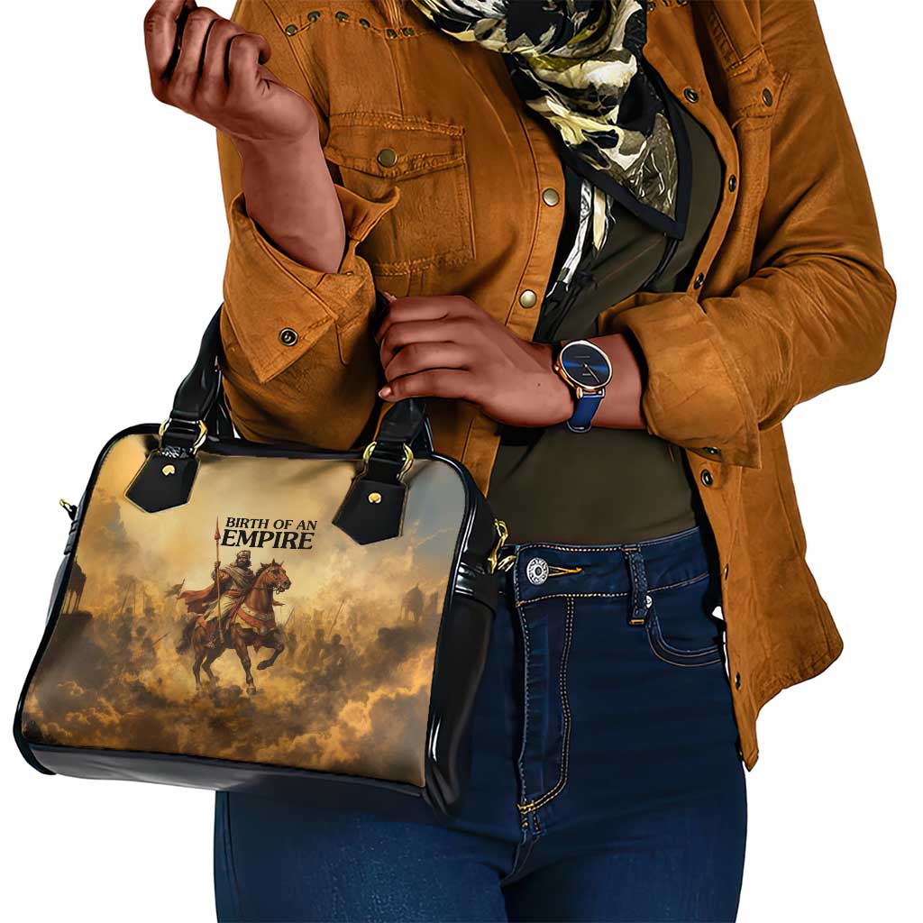 Sundiata Keita Shoulder Handbag with Kirina 1235 Battle Map, Horseback Warrior and Birth of an Empire Design - African Pride