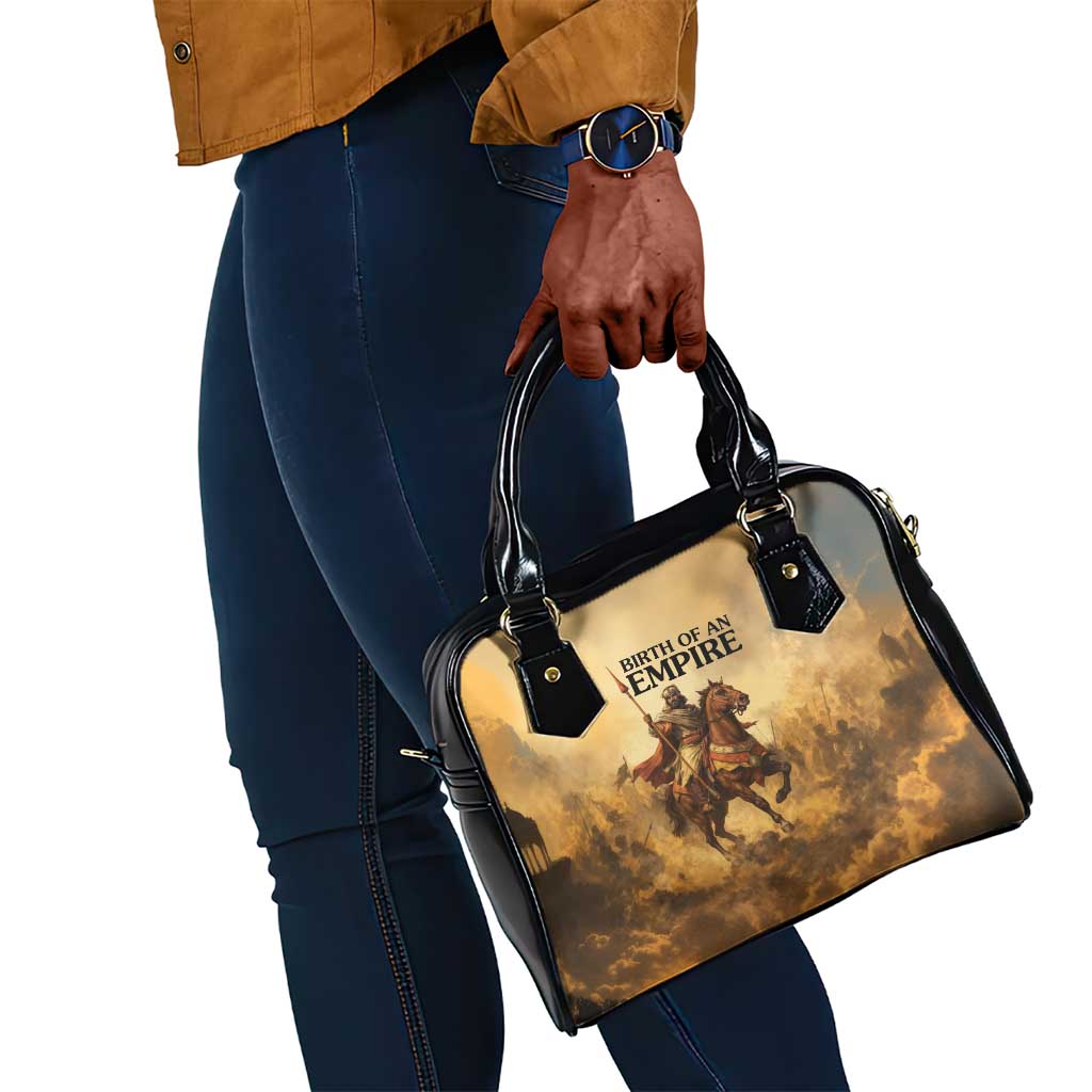 Sundiata Keita Shoulder Handbag with Kirina 1235 Battle Map, Horseback Warrior and Birth of an Empire Design - African Pride