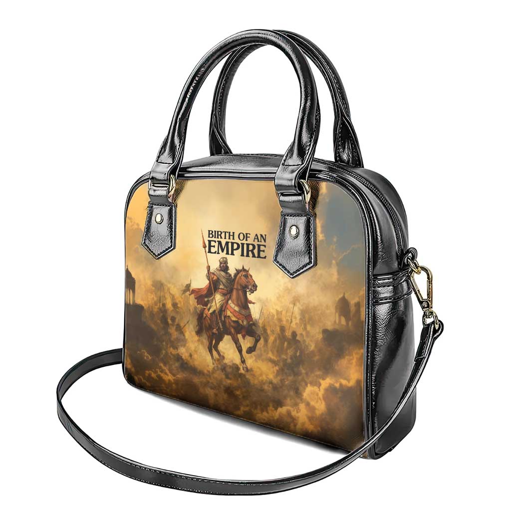 Sundiata Keita Shoulder Handbag with Kirina 1235 Battle Map, Horseback Warrior and Birth of an Empire Design - African Pride