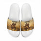 Sundiata Keita Slide Sandals with Kirina 1235 Battle Map, Horseback Warrior and Birth of an Empire Design - African Pride