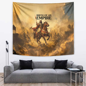 Sundiata Keita Tapestry with Kirina 1235 Battle Map, Horseback Warrior and Birth of an Empire Design - African Pride