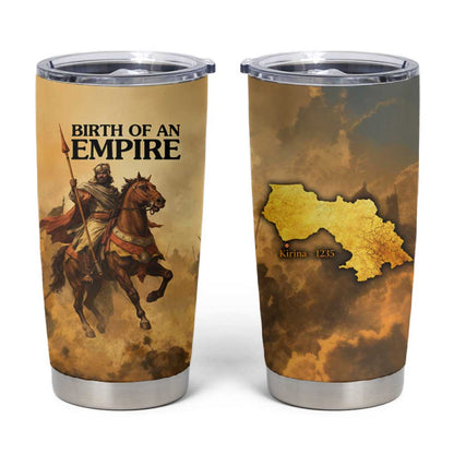 Sundiata Keita Tumbler Cup with Kirina 1235 Battle Map, Horseback Warrior and Birth of an Empire Design - African Pride