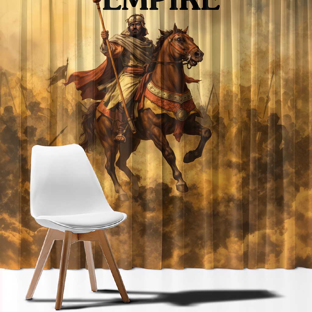 Sundiata Keita Window Curtain with Kirina 1235 Battle Map, Horseback Warrior and Birth of an Empire Design - African Pride