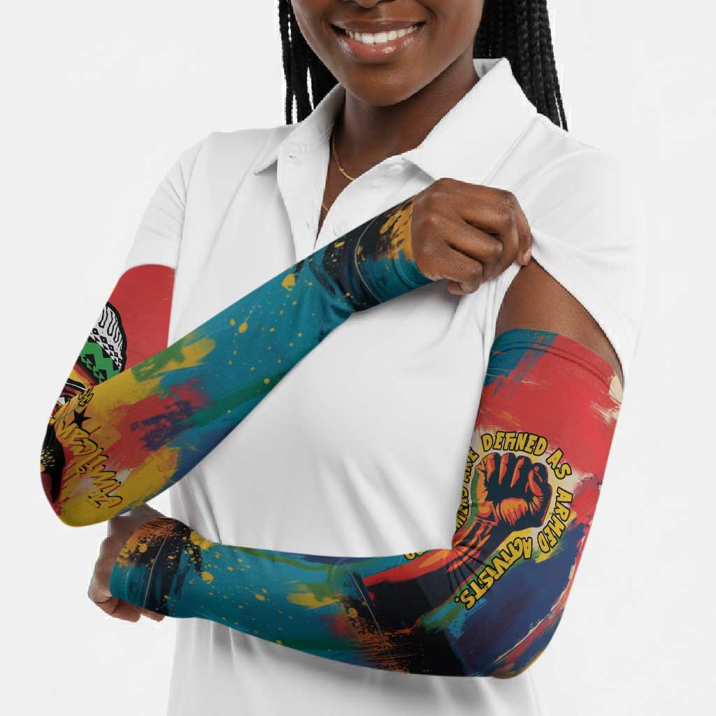 Amilcar Cabral Arm Sleeves Armed Activist Quote Raised Fist African Liberation Tribute - Colorful Paint Stroke - African Pride