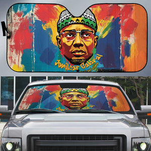 Amilcar Cabral Auto Sun Shade Armed Activist Quote Raised Fist African Liberation Tribute - Colorful Paint Stroke - African Pride