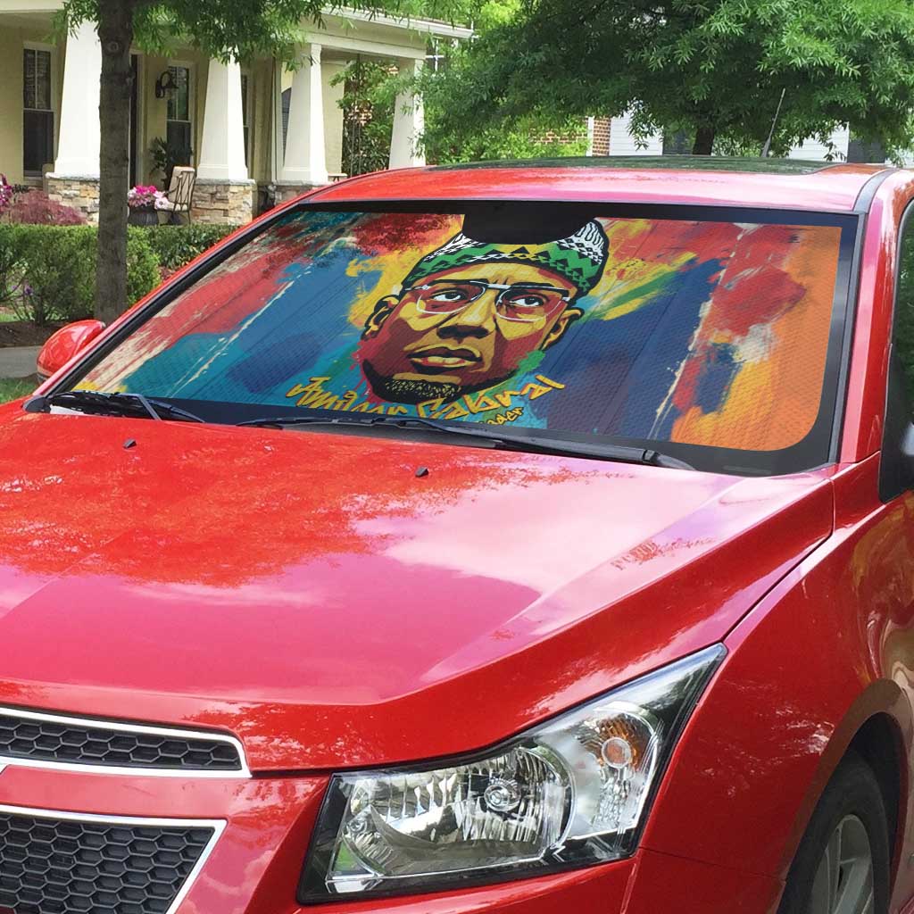 Amilcar Cabral Auto Sun Shade Armed Activist Quote Raised Fist African Liberation Tribute - Colorful Paint Stroke - African Pride