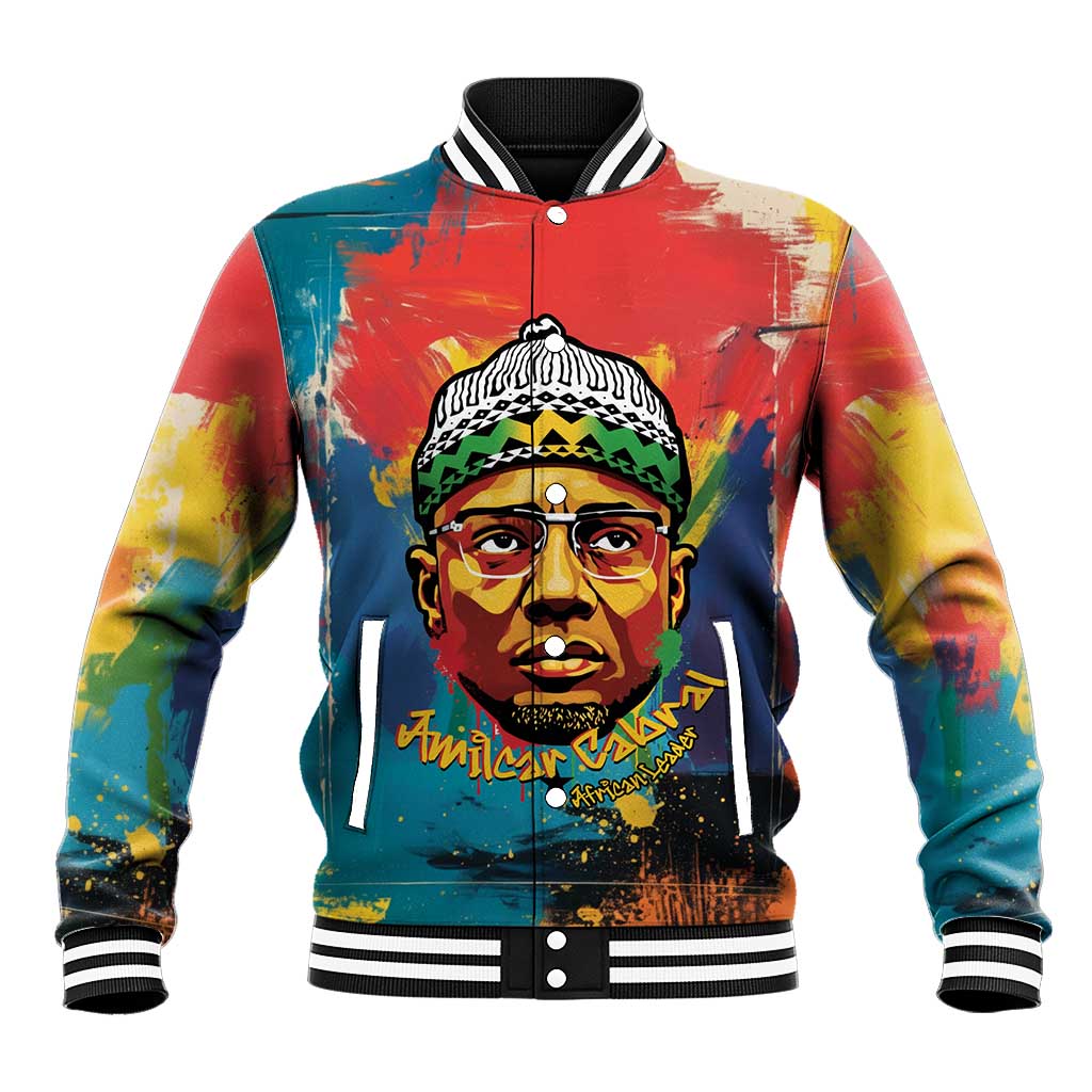 Amilcar Cabral Baseball Jacket Armed Activist Quote Raised Fist African Liberation Tribute - Colorful Paint Stroke - African Pride