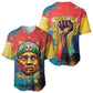 Amilcar Cabral Baseball Jersey Armed Activist Quote Raised Fist African Liberation Tribute - Colorful Paint Stroke - African Pride
