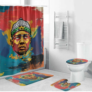 Amilcar Cabral Bathroom Set Armed Activist Quote Raised Fist African Liberation Tribute - Colorful Paint Stroke - African Pride