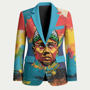 Amilcar Cabral Blazer Armed Activist Quote Raised Fist African Liberation Tribute - Colorful Paint Stroke - African Pride