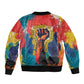 Amilcar Cabral Bomber Jacket Armed Activist Quote Raised Fist African Liberation Tribute - Colorful Paint Stroke - African Pride