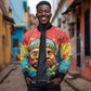 Amilcar Cabral Bomber Jacket Armed Activist Quote Raised Fist African Liberation Tribute - Colorful Paint Stroke - African Pride