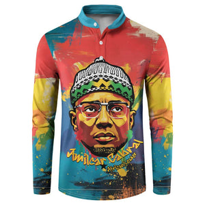 Amilcar Cabral Button Sweatshirt Armed Activist Quote Raised Fist African Liberation Tribute - Colorful Paint Stroke