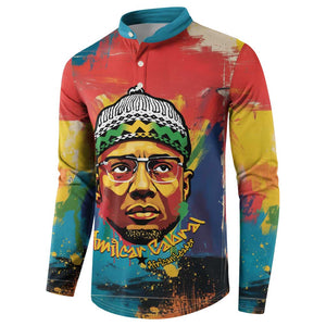 Amilcar Cabral Button Sweatshirt Armed Activist Quote Raised Fist African Liberation Tribute - Colorful Paint Stroke