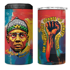 Amilcar Cabral 4 in 1 Can Cooler Tumbler Armed Activist Quote Raised Fist African Liberation Tribute - Colorful Paint Stroke - African Pride