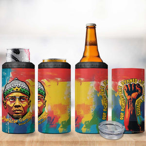 Amilcar Cabral 4 in 1 Can Cooler Tumbler Armed Activist Quote Raised Fist African Liberation Tribute - Colorful Paint Stroke - African Pride